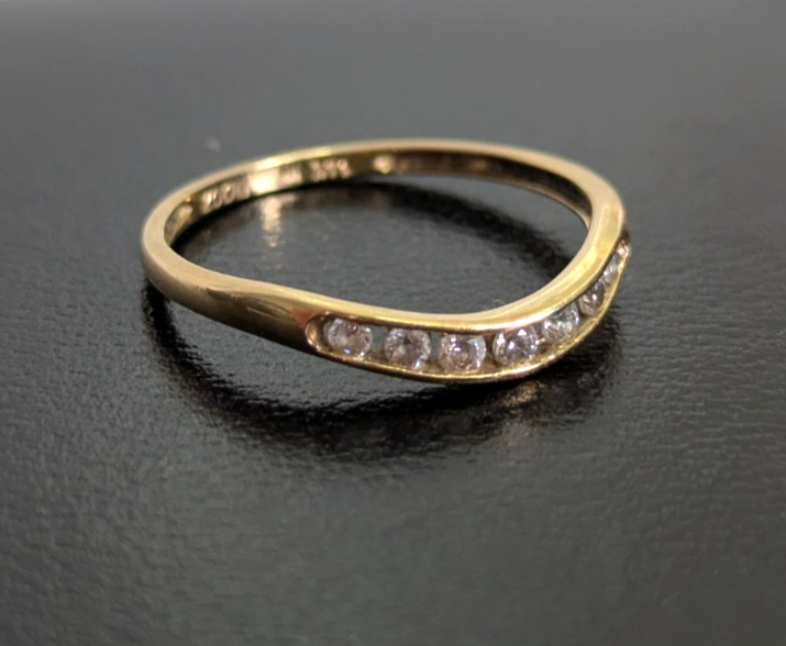 14ct Gold Wishbone Ring Cubic Zirconia Solid Band Hallmark Size O