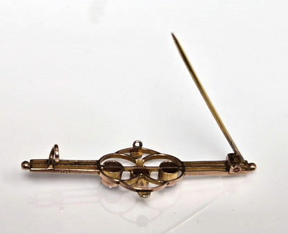 9ct Yellow Gold Victorian Brooch Amethyst and Pearl Stones Hallmarked