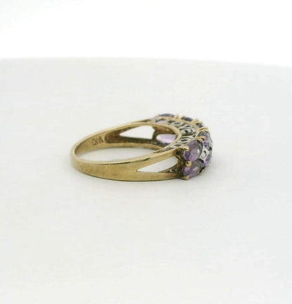 9ct Gold Ring Amethyst Diamond Size N Hallmarked 375 2.9g
