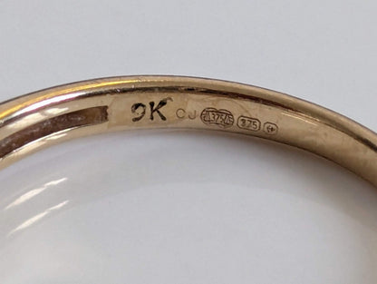 9ct Gold Engagement Ring Diamond Solid Band Hallmarked Size M