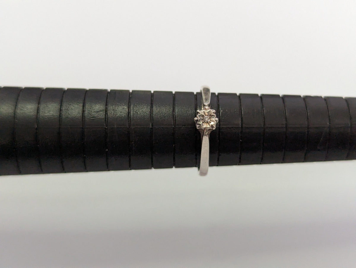 Vintage Silver Engagement Ring Diamond Stone 925 Stamped Size P 1.6g