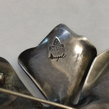 Vintage Anton Michelsen Gertrud Engel 925 Sterling Silver Leaf Brooch Denmark