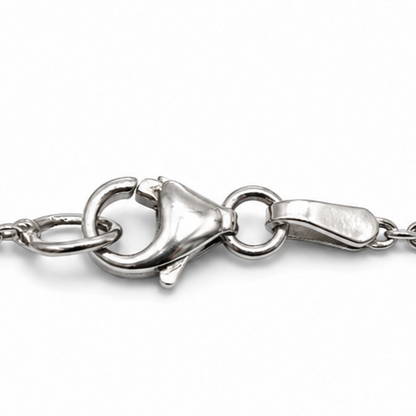 Silver Necklace Pendant Cubic Zirconia Stones Prong Setting 46cm Long