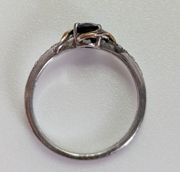 Gold Silver Sapphire Diamond Ring Hallmarked Size J Gold Setting 1.4g