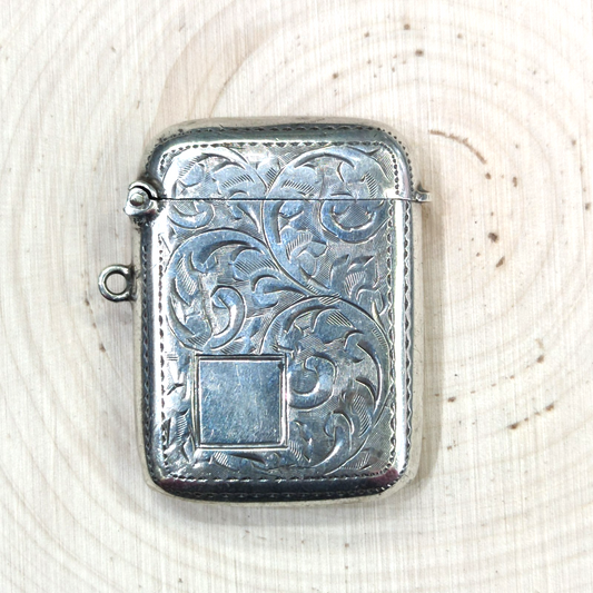 Antique 1877 Victorian Sterling Silver Vesta Case Match Safe Birmingham JR 20g