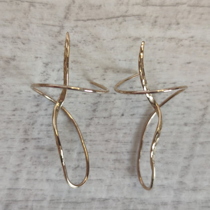 9ct Yellow Gold Dangle Earrings Twist Bar 375 Gold Hallmark 39mm Drop