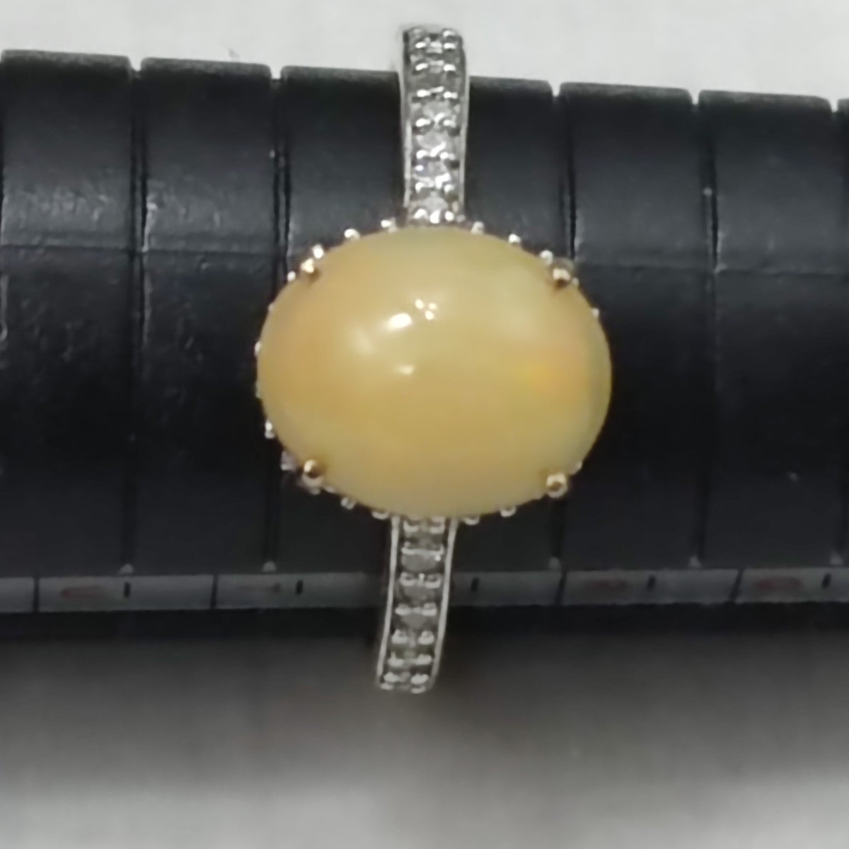 Opal Diamond Ring 9ct Yellow Gold Size S UK Hallmarked Solitaire 2.5g
