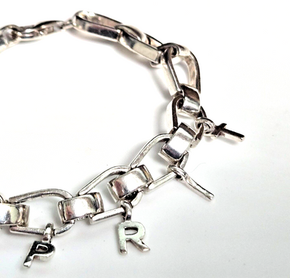 Esprit 925 Sterling Silver Charm Bracelet Letter Initial Alphabet 18cm