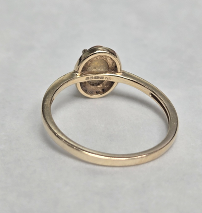 14ct Gold Citrine Diamond Ring Size M Hallmarked 585 November Halo 1.9g