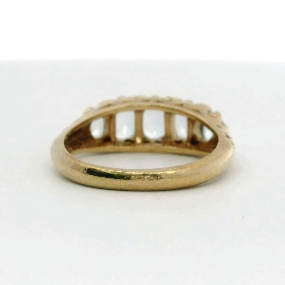 9ct Gold Ring Aquamarine and Diamond Sheffield Hallmark Size K 1/2