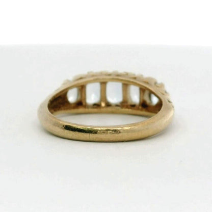9ct Gold Ring Aquamarine and Diamond Sheffield Hallmark Size K 1/2