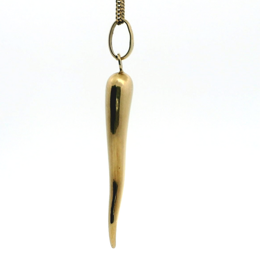 9ct Gold Horn Necklace Pendant Charm Hollow UK Hallamrked 1.9g