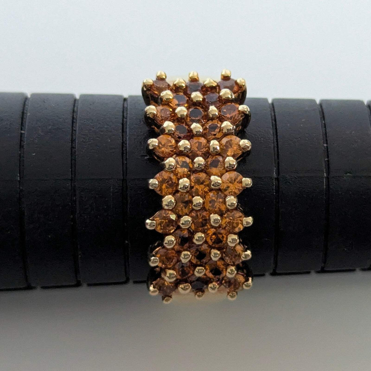 9ct Gold Ring Citrine Wide Band Hallmark Size S 1/2 4.6g