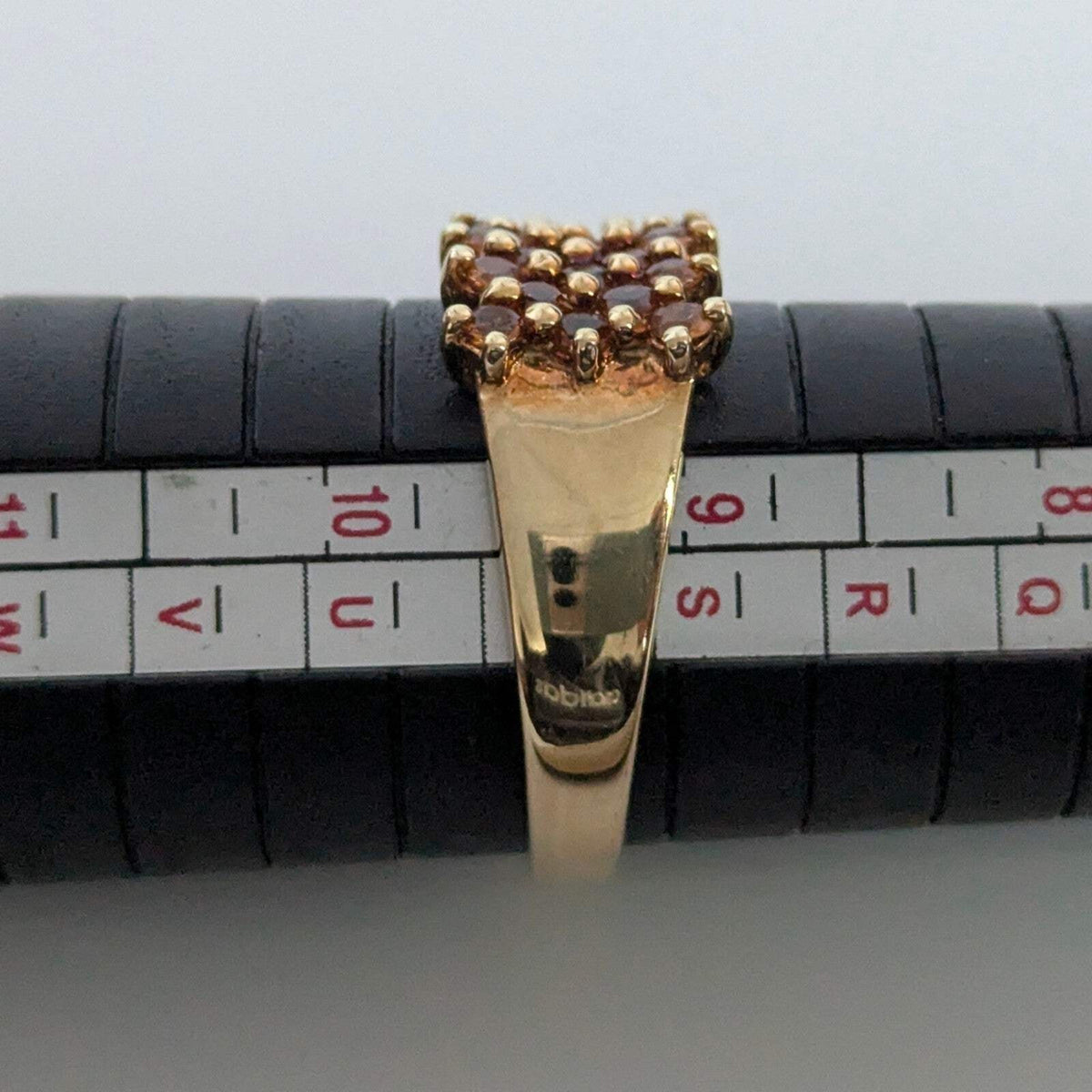 9ct Gold Ring Citrine Wide Band Hallmark Size S 1/2 4.6g