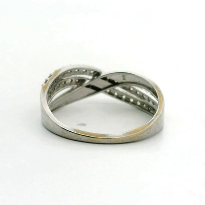 9ct Gold Ring Cubic Zirconia Stones Size L Crossover Setting UK Hallmarked 1.7g