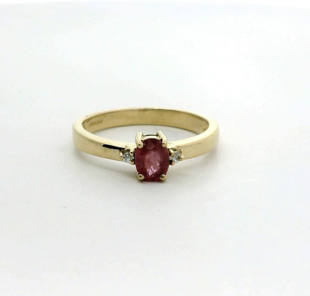 9ct Yellow Gold Ring Ruby Zircon Stones Size N 1/2 Hallmarked 2.5g Certification