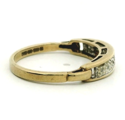 9ct Gold Half Eternity Ring Diamond Gemstones Hallmarked Size N 2.1g Stacking