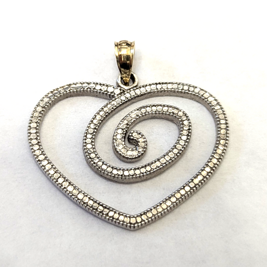 Sterling Silver Love Earth Pendant 9ct Gold Bail Hallmarked 925 Two Tone 375