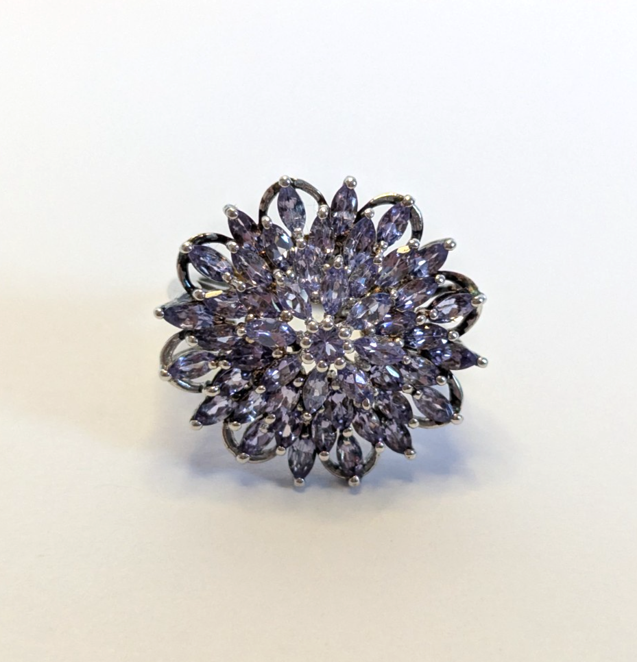 Silver Ring Tanzanite 925 Sterling Silver Stamped Size Q 1/2 6.2g