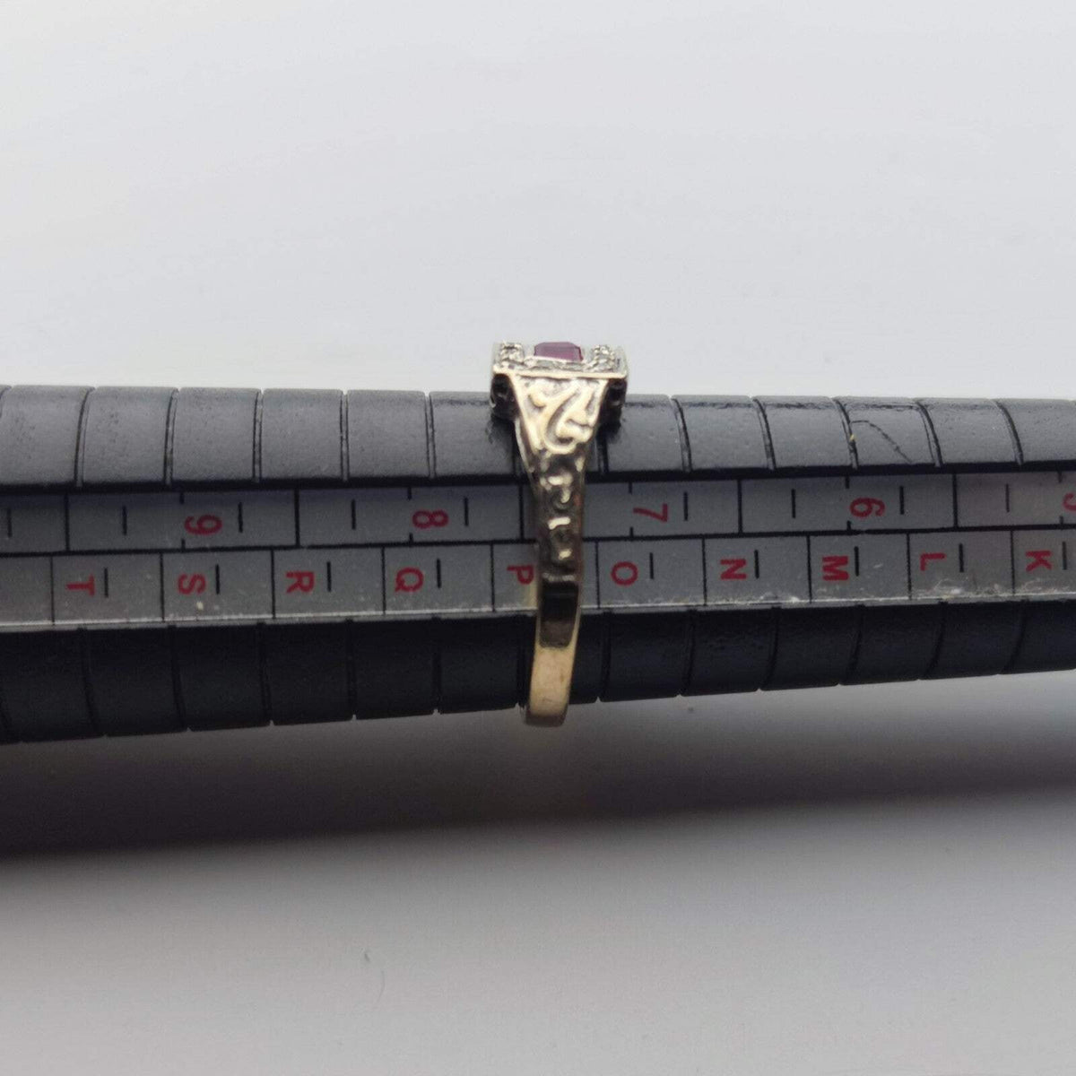 9ct Gold Ring Ruby Diamond Stones Size O 1/2 Hallmarked July Birthstone 3.4g