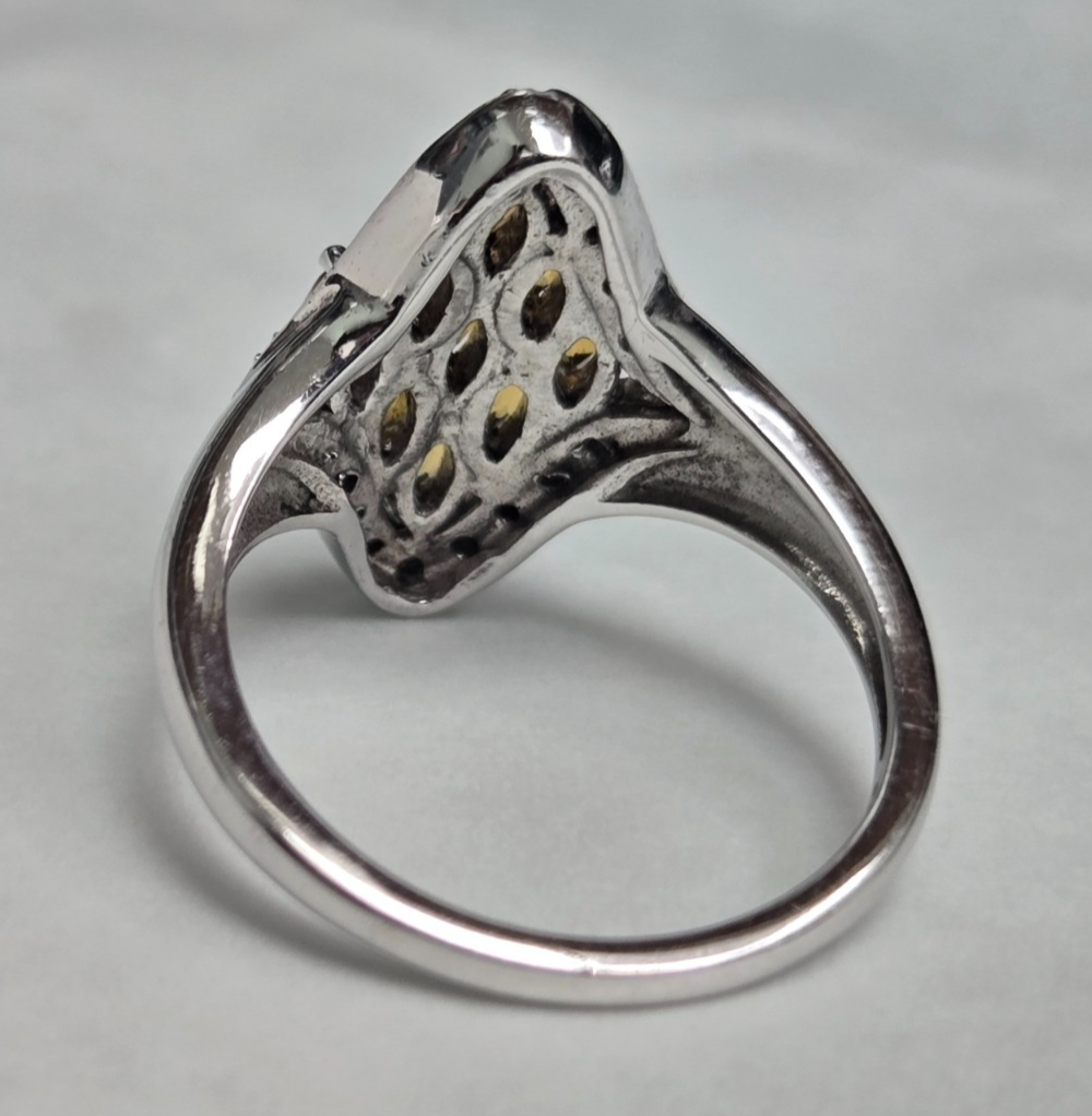 925 Sterling Silver Sapphire Topaz Ring Size R 1/2 Stamped Cluster Sept 5.7g
