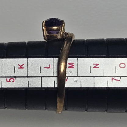 9ct Gold Ring Amethyst Size L Stone Prong Setting UK Hallmark 1.5g Oval Stone