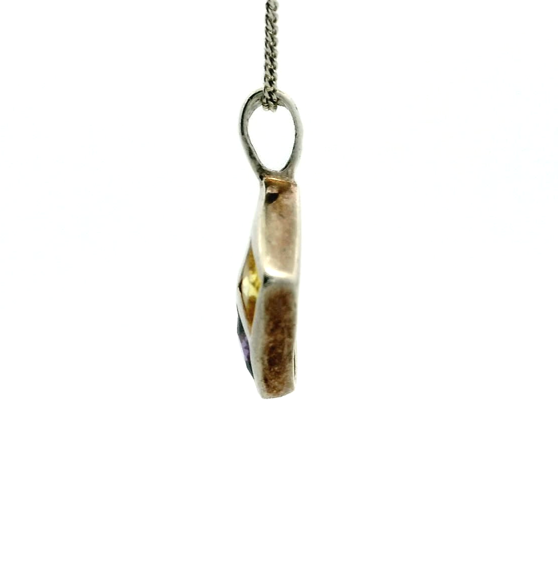 Silver Necklace Multi Coloured Crystals 925 Stamped Chain 40cm Long 2.8g