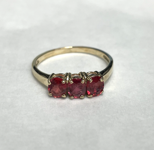 9ct Gold Ring Rubellite Authentic Gold Hallmark Size N 1/2