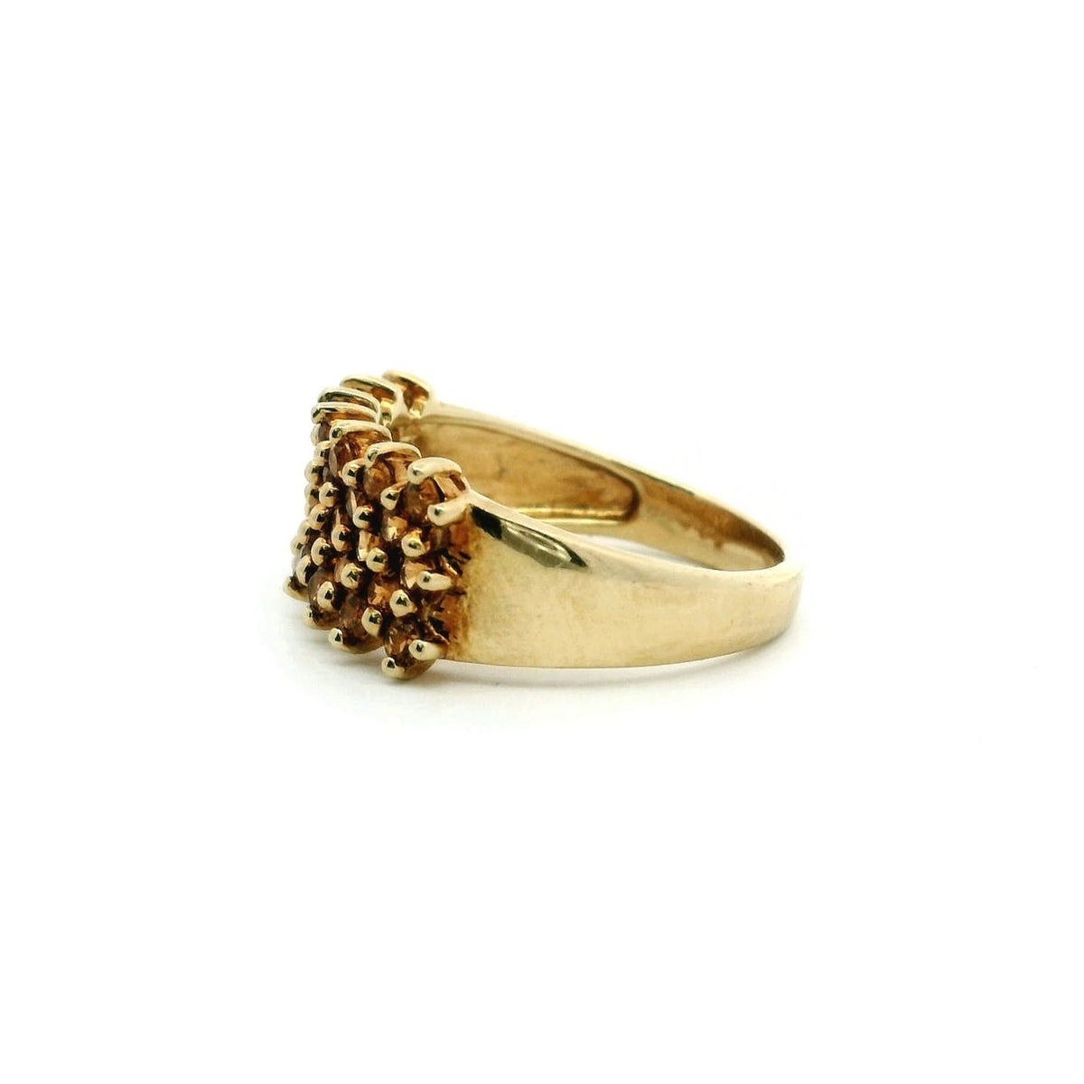 9ct Gold Ring Citrine Wide Band Hallmark Size S 1/2 4.6g