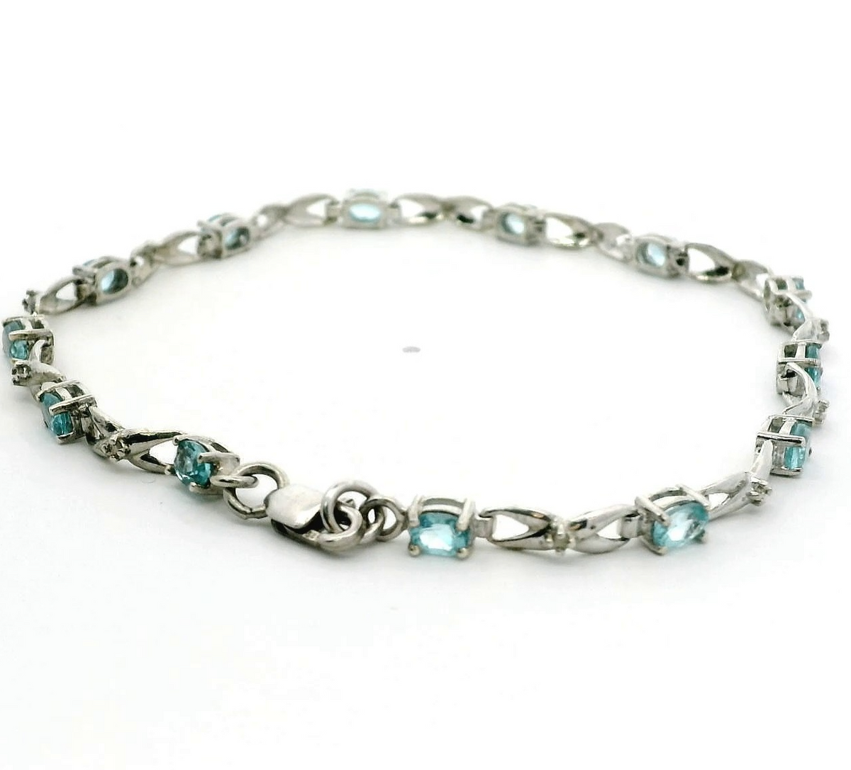 Silver Tennis Bracelet Topaz Cubic Zirconia Stones 19cm Long 4.6g 925 Stamped