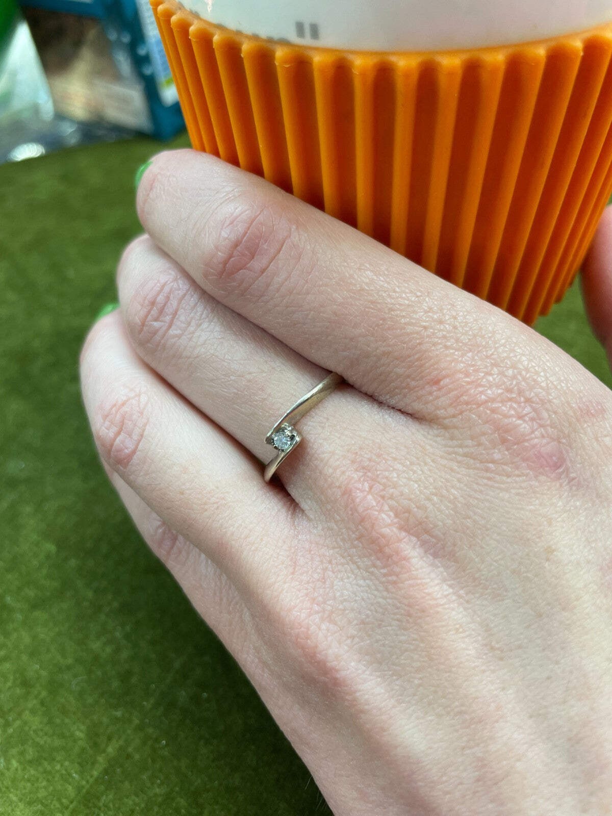 9ct Gold Ring Diamond Bypass Band Hallmarked Size O