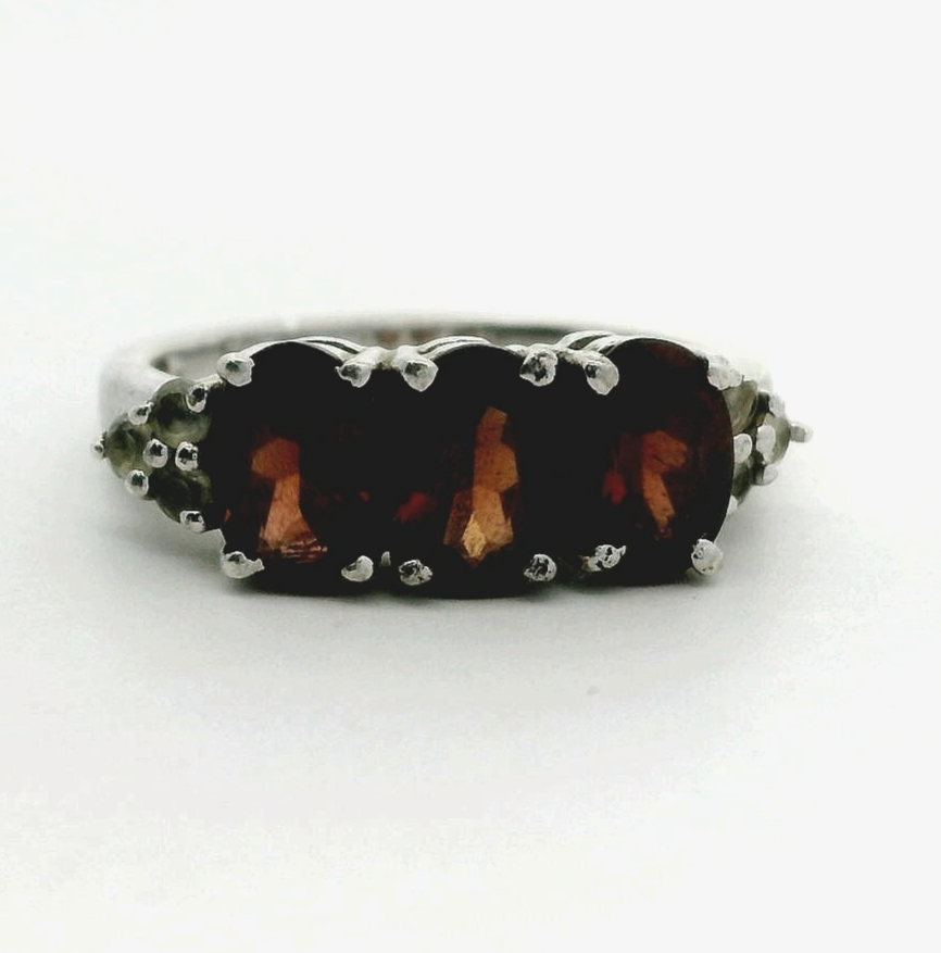 Silver Ring Zircon Stones 925 Stamped Size N Certification Prong Setting