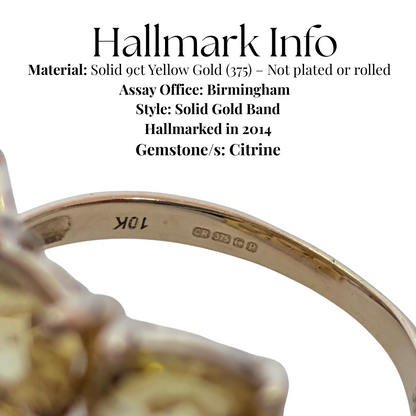 9ct Gold Ring Citrine Hallmark Size N 1/2 4.4g