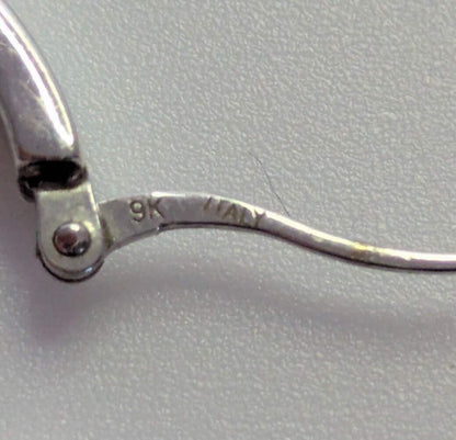 9ct White Gold Hoop Earrings Lever Backs UK Hallmark 25mm x 25mm 2.7g