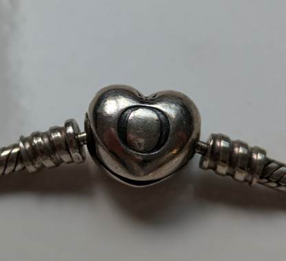 Pandora Moments Snake Chain Bracelet Heart Shaped Clasp 18.5cm Long