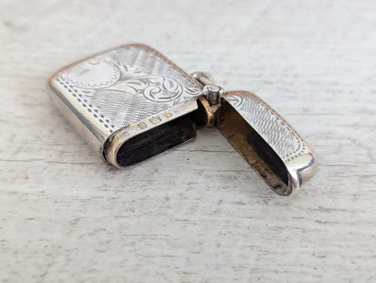 Silver Vesta Case 1904 Birmingham Assayed Hallmarked 34mm x 63mm