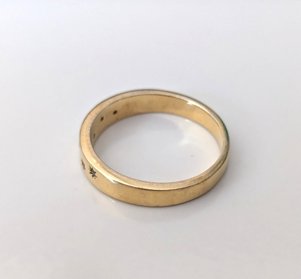 Gold on Silver Ring Multi Gemstones Round Cut 925 Stamped Size R 1/2 3.6g