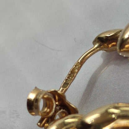9ct Yellow Gold Spiral Dangle Earrings Hollow Full UK Hallmarked 30mm Long