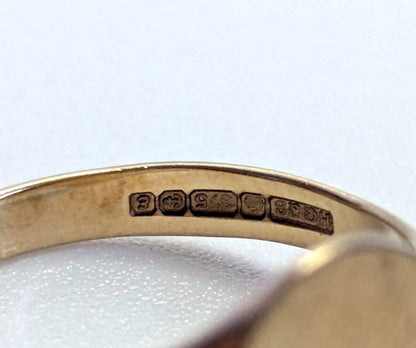 9ct Gold Mens Signet Ring Plain Setting Size O Hallmarked 2.5g Oval Flat Face