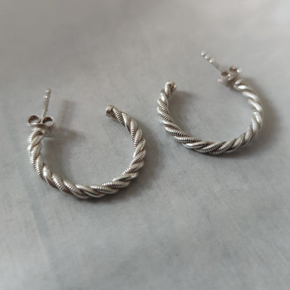 Silver Rope Cuff Earrings 925 Stamped Cable Cartilage Butterfly