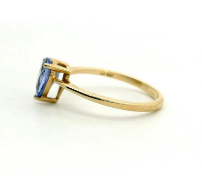 9ct Gold Ring Tanzanite Stone Size P 1/2 Hallmarked Pear Solitaire February 2g