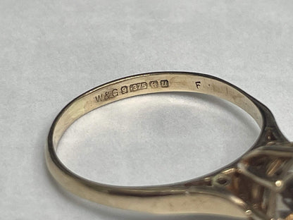 9ct Gold Ring Smokey Quartz Solid Band Hallmark Size Q