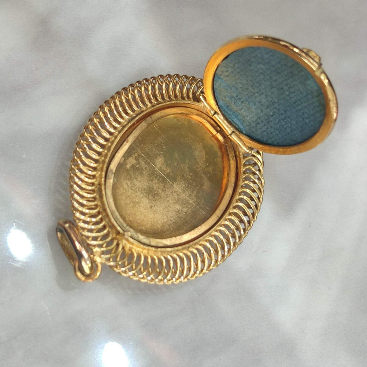 18ct Rolled Gold Vermeil Silver Photo Locket Pendant Floral Egyptian Hallmark