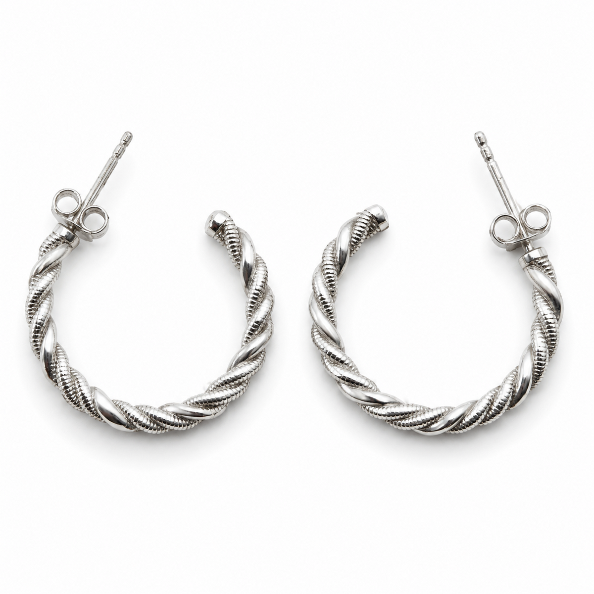Silver Rope Cuff Earrings 925 Stamped Cable Cartilage Butterfly