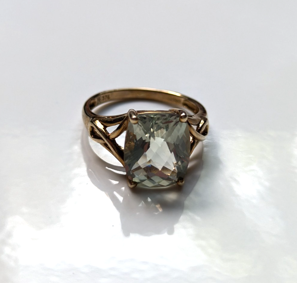 9ct Gold Kunzite Ring Size Q Hallmarked 375 Spodumene Solitaire Rare Gift