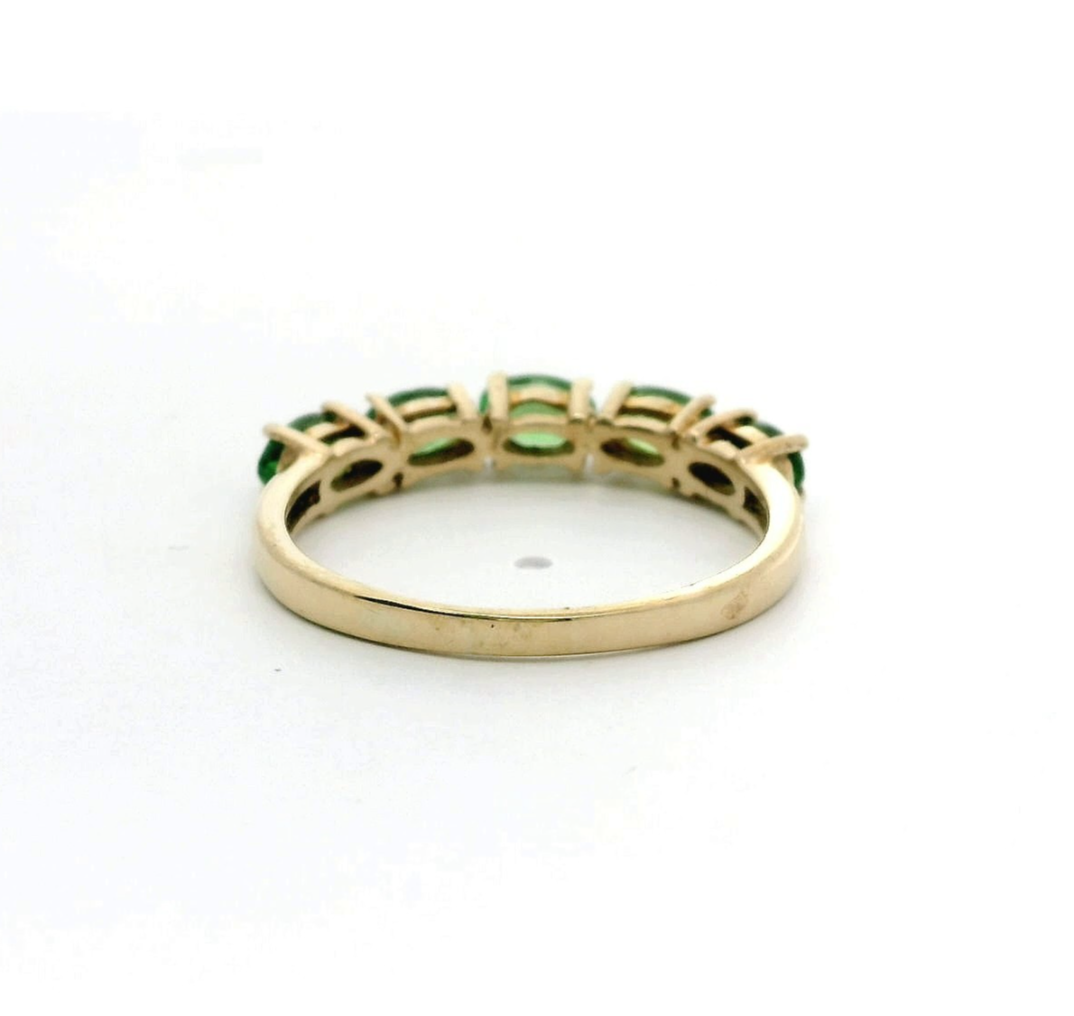 9ct Gold Green Diopside Ring Size R Five-Stone Prong Setting 2.1g