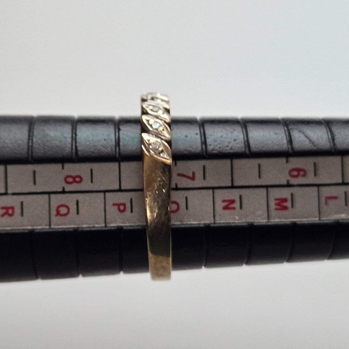9ct Gold Ring Diamond Half Eternity 375 Hallmarked Size O 2.7g