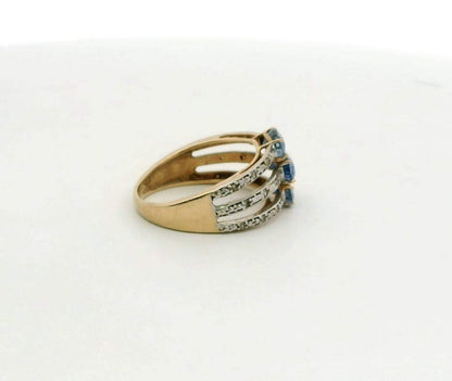 9ct Gold Ring Tanzanite and Diamond Hallmark Size O