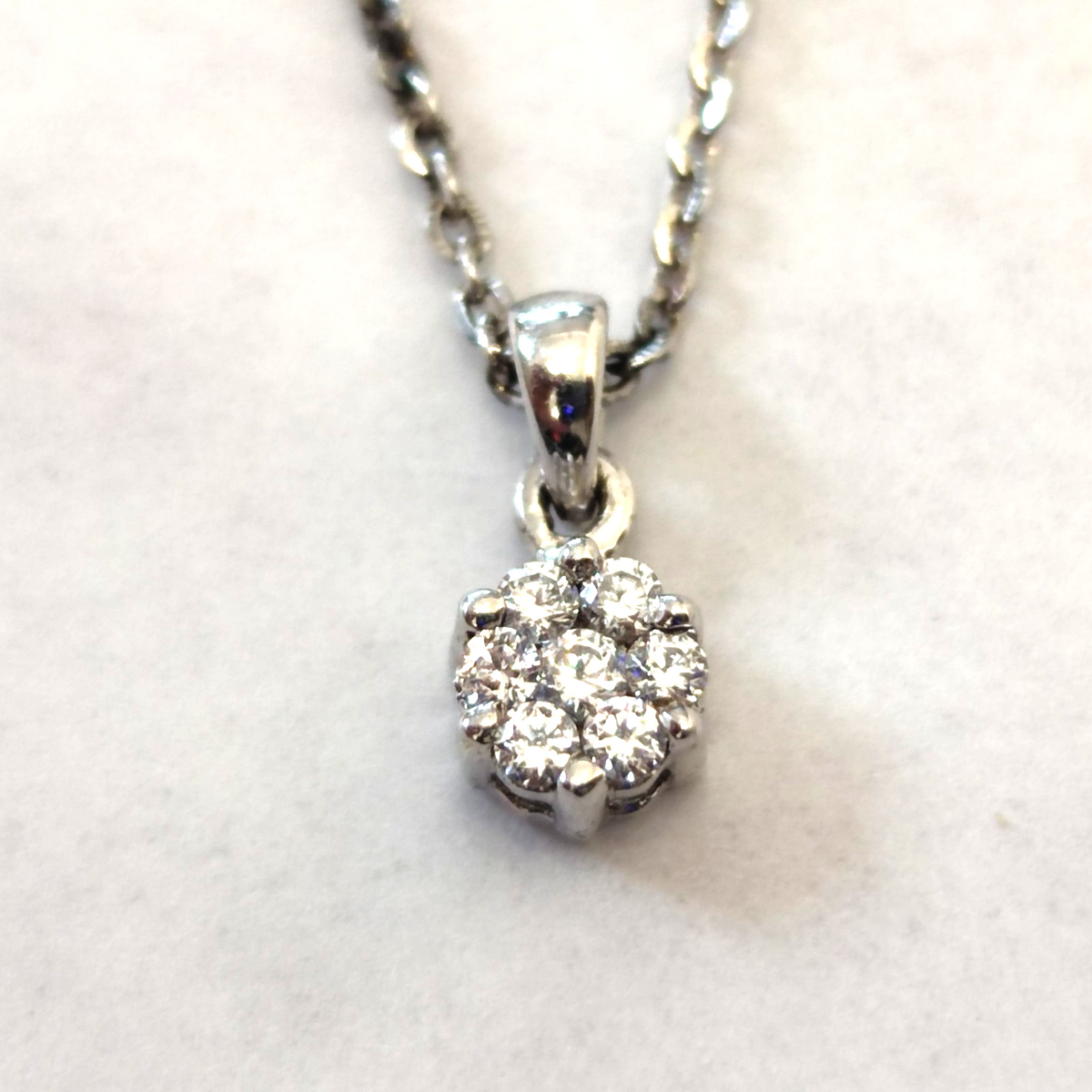 925 Sterling Silver CZ Cluster Pendant Necklace 18 Stamped Halo Solitaire Gift