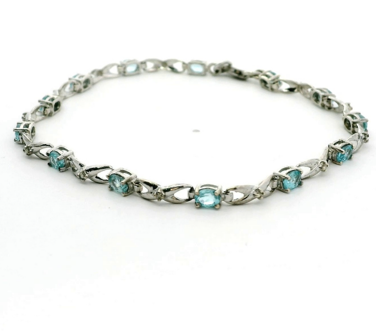 Silver Tennis Bracelet Topaz Cubic Zirconia Stones 19cm Long 4.6g 925 Stamped